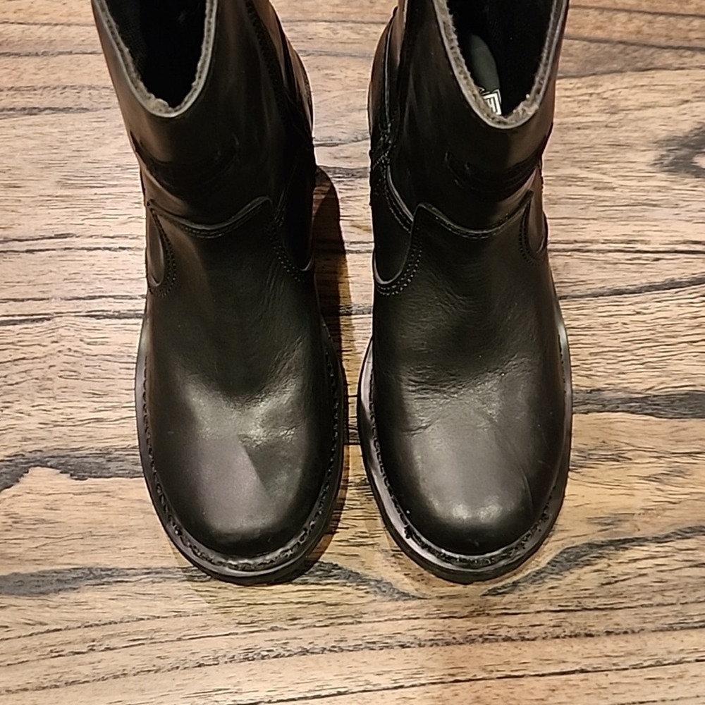 Harley Davidson Leather Black Boots Side Zip Lace Back Womens Size 5.5 - Picture 9 of 10